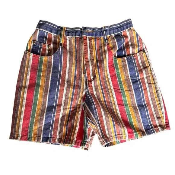 90s Y2K Jay Jacob’s Rainbow Striped Mom Jean Shorts VTG 26” High Waist Denim - Picture 5 of 7